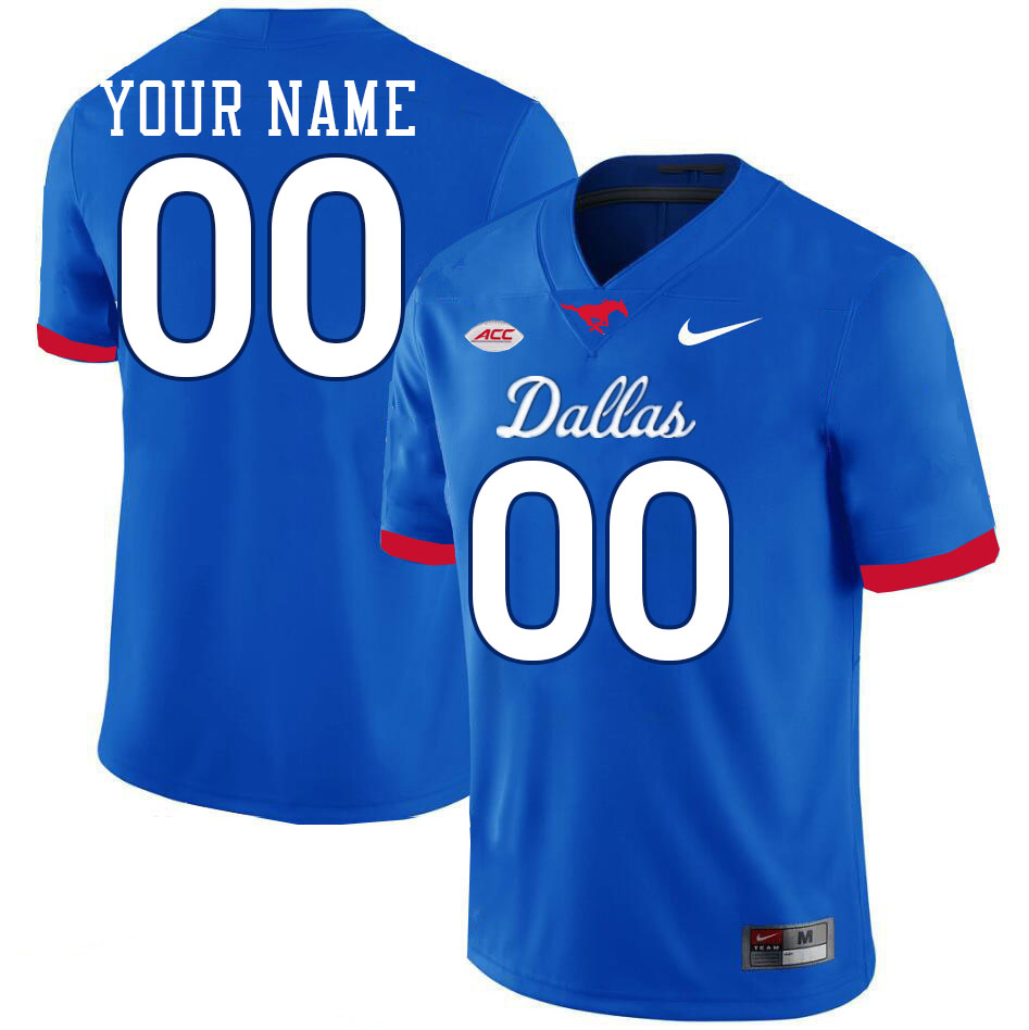 Custom SMU Mustangs Name And Number Football Jersey-Dallas Royal